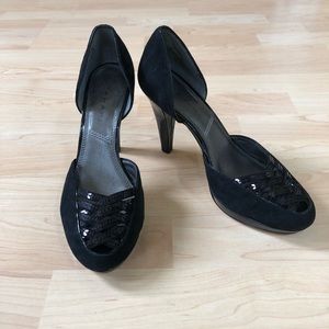 NEW Tahari ‘Heidi’ Leather Suede Sequin Heels